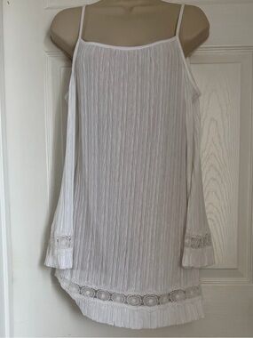 Cover2Cover White Crinkle Crochet Women's Resort Swim Coverup S/M